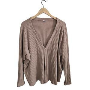 Old Navy Rib Knit Cardigan Sweater Women Sz 4X Cozy Retro Cottagecore Momcore